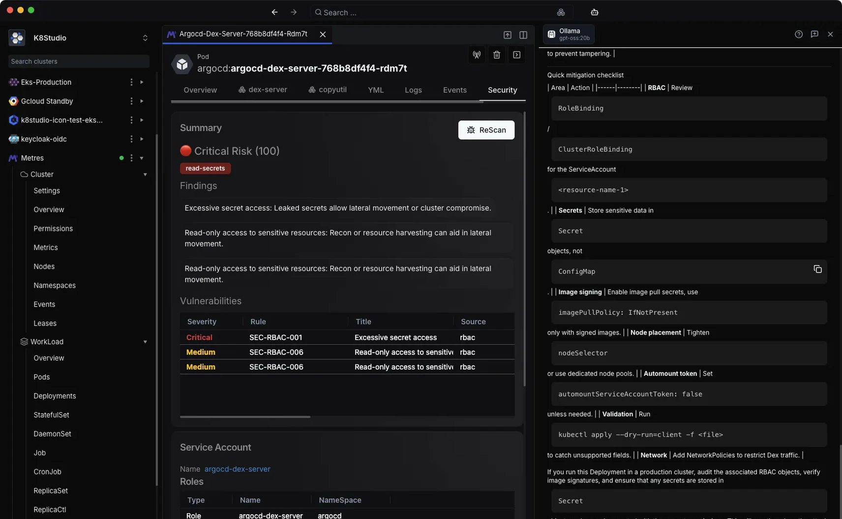 K8Studio AI copilot explaining Kubernetes resources